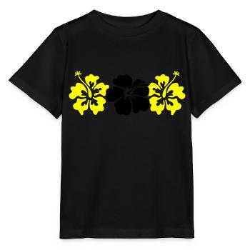 Hibiscus Flowers - Stanley/Stella MINI CREATOR Kids’ T-Shirt - black - Front - Mikhail (115cm)