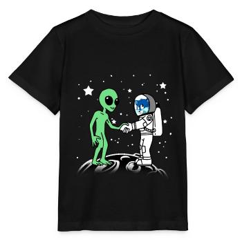 Astronaut Alien Cat Moon Planet Space - Stanley/Stella MINI CREATOR Kids’ T-Shirt - black - Front - Mikhail (115cm)