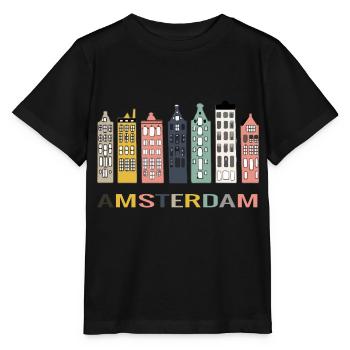 Amsterdam colorful canal houses - Stanley/Stella Kinder T-Shirt MINI CREATOR  - Schwarz - Vorne - Mikhail (115cm)