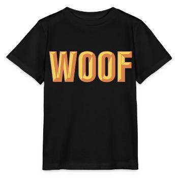 Woof Beveled Text Design - Stanley/Stella MINI CREATOR Kids’ T-Shirt - black - Front - Mikhail (115cm)