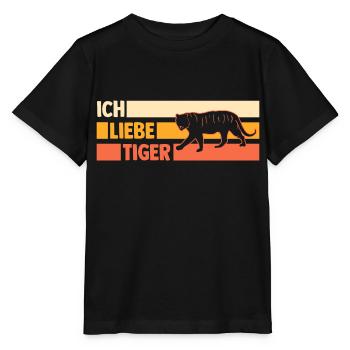 Tiger Motiv - Stanley/Stella Kinder T-Shirt MINI CREATOR  - Schwarz - Vorne - Mikhail (115cm)