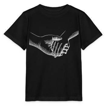 Mains tenant un croquis de couple d’amour - T-shirt bio MINI CREATOR Stanley/Stella Enfant - noir - Devant - Mikhail (115cm)