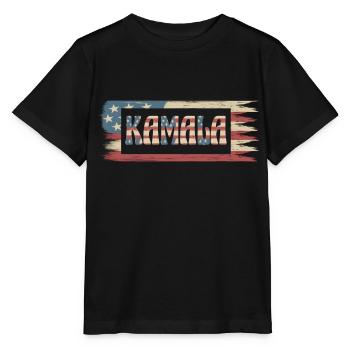 Kamala Harris présidente drapeau américain rétro - T-shirt bio MINI CREATOR Stanley/Stella Enfant - noir - Devant - Mikhail (115cm)