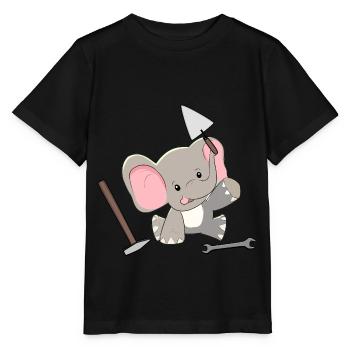 Elefant Handwerker Hausmeister Werkzeug Kinder - Stanley/Stella Kinder T-Shirt MINI CREATOR  - Schwarz - Vorne - Mikhail (115cm)