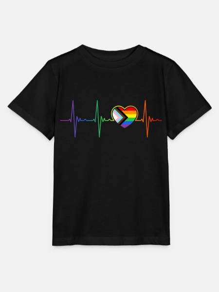 LGBT Regenbogen Flagge Gay Pride Herzschlag - Stanley/Stella Kinder T-Shirt MINI CREATOR - Schwarz