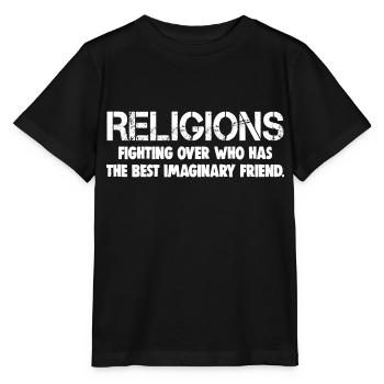 Religions Fighting Over The Best Imaginary Friend - Stanley/Stella MINI CREATOR Kids’ T-Shirt - black - Front - Mikhail (115cm)