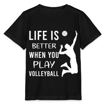 Volleyball Volleyballer Beach Volleyball Spieler - Stanley/Stella Kinder T-Shirt MINI CREATOR  - Schwarz - Vorne - Mikhail (115cm)