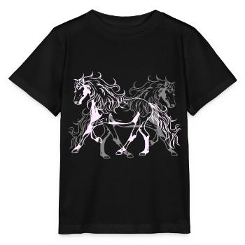 Heavenly Wild Horses Étalon Cavalier Passionné de chevaux - T-shirt bio MINI CREATOR Stanley/Stella Enfant - noir - Devant - Mikhail (115cm)