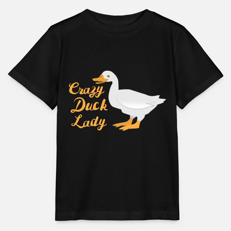 Crazy duck lady (white duck) - Stanley/Stella MINI CREATOR Kids’ T-Shirt - black