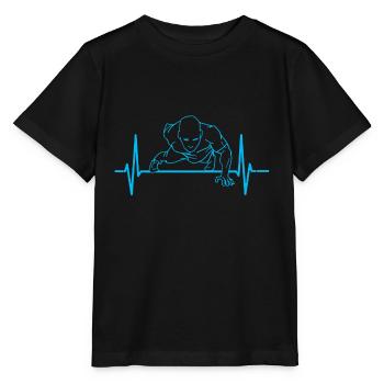 Liegestütz Liegestützen Fitness Herzschlag - Stanley/Stella Kinder T-Shirt MINI CREATOR  - Schwarz - Vorne - Mikhail (115cm)