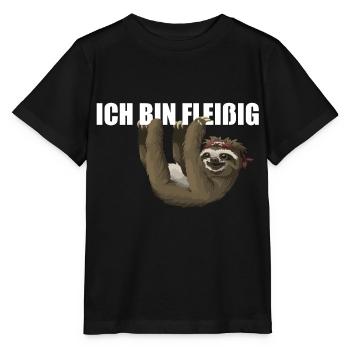 ich bin fleißig faultier faul faulenzer - Stanley/Stella Kinder T-Shirt MINI CREATOR  - Schwarz - Vorne - Mikhail (115cm)