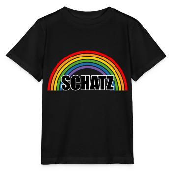 Regenbogen Schatz - Stanley/Stella Kinder T-Shirt MINI CREATOR  - Schwarz - Vorne - Mikhail (115cm)