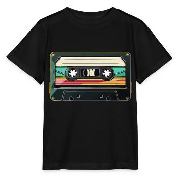 80s 90s Retro Party Fairing Cassette - Stanley/Stella MINI CREATOR Kids’ T-Shirt - black - Front - Mikhail (115cm)
