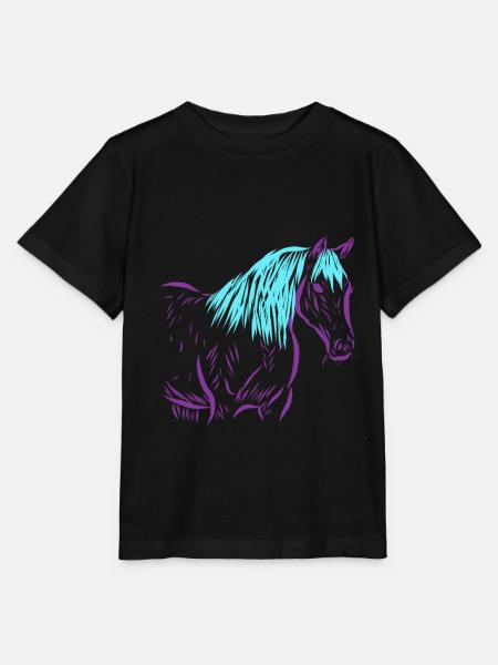Pferd - Stanley/Stella Kinder T-Shirt MINI CREATOR - Schwarz