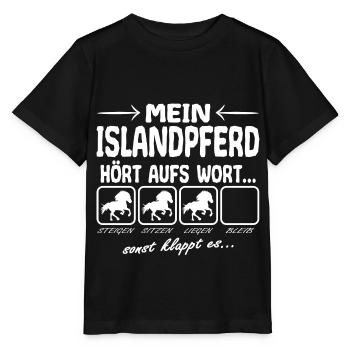 Islandpferd Hört aufs Wort Spruch Lustig - Stanley/Stella Kinder T-Shirt MINI CREATOR  - Schwarz - Vorne - Mikhail (115cm)