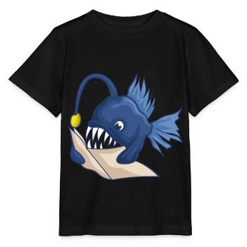 Tiefsee Anglerfisch Mit Buch - Stanley/Stella Kinder T-Shirt MINI CREATOR  - Schwarz - Vorne - Mikhail (115cm)