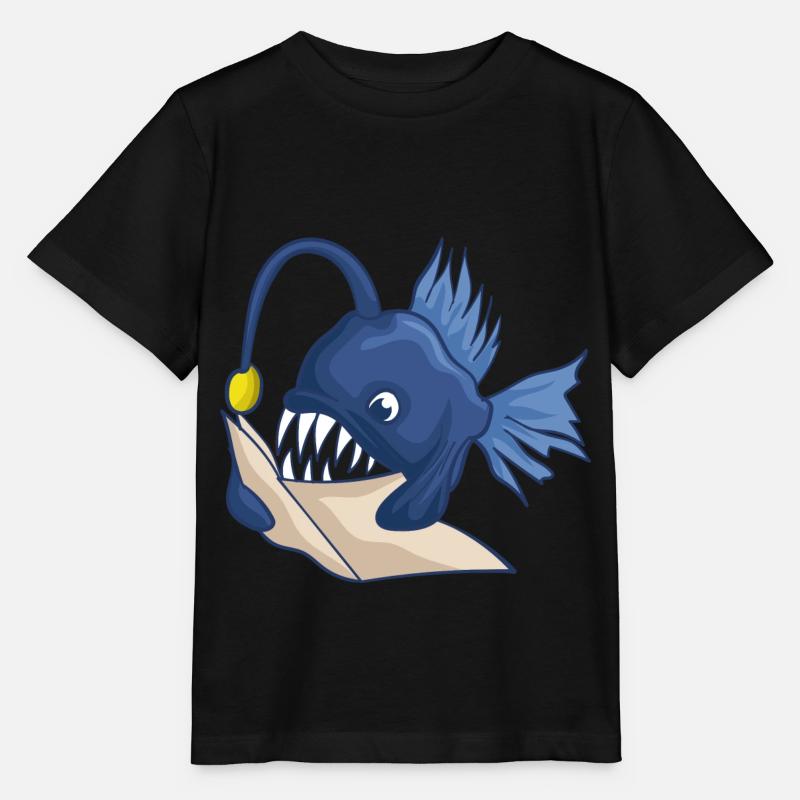 Tiefsee Anglerfisch Mit Buch - Stanley/Stella Kinder T-Shirt MINI CREATOR  - Schwarz