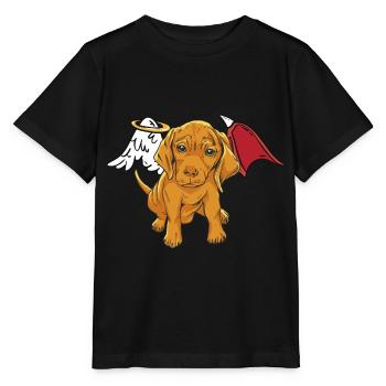 Chien Animaux Ange Ailes Du Diable Chiens Diabolique - T-shirt bio MINI CREATOR Stanley/Stella Enfant - noir - Devant - Mikhail (115cm)