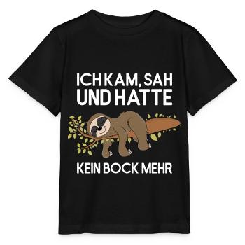 Faultier Kam Sah Kein Bock Fauler Faultierspruch - Stanley/Stella Kinder T-Shirt MINI CREATOR  - Schwarz - Vorne - Mikhail (115cm)