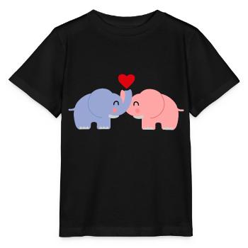 Elephant Dear Couple - Stanley/Stella MINI CREATOR Kids’ T-Shirt - black - Front - Mikhail (115cm)