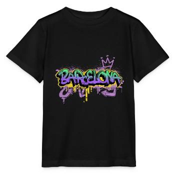 Barcelona Spanien Stadt Graffiti Spray Sprayer - Stanley/Stella Kinder T-Shirt MINI CREATOR  - Schwarz - Vorne - Mikhail (115cm)