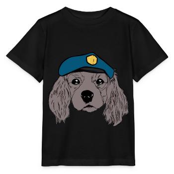 Dog Head Cop Policier Chiens Lumière Bleue Travail - T-shirt bio MINI CREATOR Stanley/Stella Enfant - noir - Devant - Mikhail (115cm)