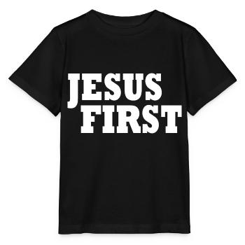Jesus first - Stanley/Stella MINI CREATOR Kids’ T-Shirt - black - Front - Mikhail (115cm)