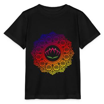 Lotus Mandala | Spiritual New Age Buddhist Yoga T- - Stanley/Stella Kinder T-Shirt MINI CREATOR  - Schwarz - Vorne - Mikhail (115cm)