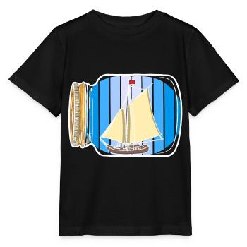 sailboat, nautical, nautical, coast, maritime - Stanley/Stella MINI CREATOR Kids’ T-Shirt - black - Front - Mikhail (115cm)