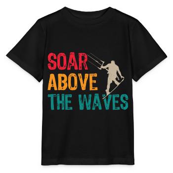 Kiteboarder Schweben Über Wellen Kitesurfen Surfer - Stanley/Stella Kinder T-Shirt MINI CREATOR  - Schwarz - Vorne - Mikhail (115cm)