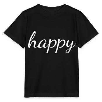 Lettrage HAPPY en blanc - T-shirt bio MINI CREATOR Stanley/Stella Enfant - noir - Devant - Mikhail (115cm)
