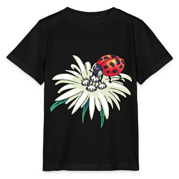 Blume Natur Edelweiß Marienkäfer Alpen Tirol - Stanley/Stella Kinder T-Shirt MINI CREATOR  - Schwarz - Vorne - Mikhail (115cm)