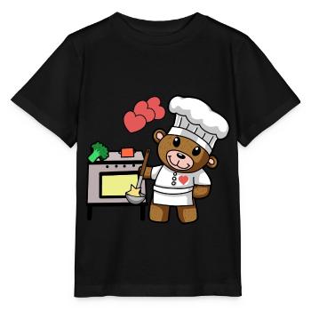 Teddybär Koch kochen Kochkunst Restaurant Küche - Stanley/Stella Kinder T-Shirt MINI CREATOR  - Schwarz - Vorne - Mikhail (115cm)