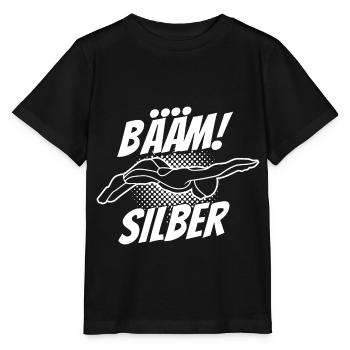 Silber Schwimmer Prüfung Silber Schwimmabzeichen - Stanley/Stella Kinder T-Shirt MINI CREATOR  - Schwarz - Vorne - Mikhail (115cm)