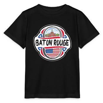 Baton Rouge USA United States Flag Travel Souvenir - Stanley/Stella MINI CREATOR Kids’ T-Shirt - black - Front - Mikhail (115cm)