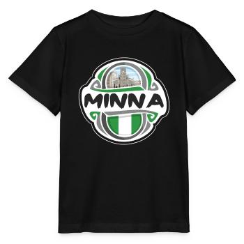 Minna Nigeria Flag Badge Souvenir de Voyage Timbre - T-shirt bio MINI CREATOR Stanley/Stella Enfant - noir - Devant - Mikhail (115cm)