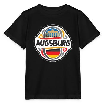 Augsbourg Allemagne Drapeau Badge Voyage Souvenir Timbre - T-shirt bio MINI CREATOR Stanley/Stella Enfant - noir - Devant - Mikhail (115cm)