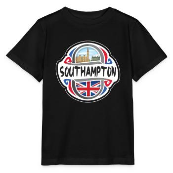 Southampton Royaume-Uni Drapeau du Royaume-Uni Souvenir de voyage - T-shirt bio MINI CREATOR Stanley/Stella Enfant - noir - Devant - Mikhail (115cm)