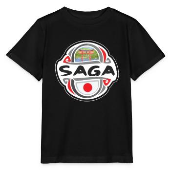 Saga Japan Flagge Abzeichen Reise Souvenir Stempel - Stanley/Stella Kinder T-Shirt MINI CREATOR  - Schwarz - Vorne - Mikhail (115cm)