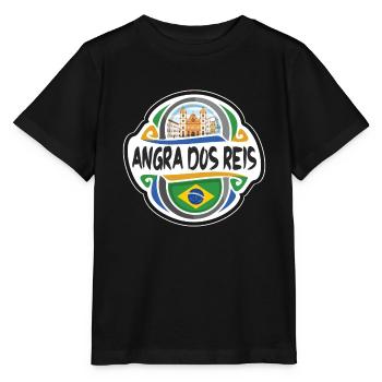 Angra dos Reis Brazil Flag Travel Souvenir Badge S - Stanley/Stella MINI CREATOR Kids’ T-Shirt - black - Front - Mikhail (115cm)