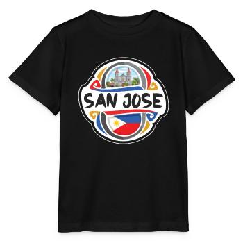 San Jose Philippinen Flagge Reise Souvenir Abzeichen St - Stanley/Stella Kinder T-Shirt MINI CREATOR  - Schwarz - Vorne - Mikhail (115cm)
