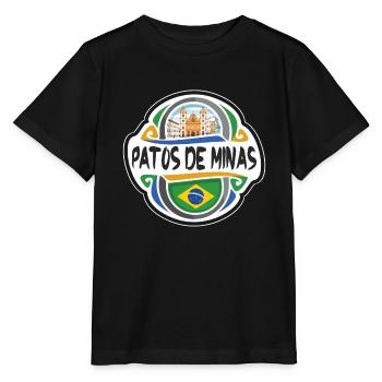 Patos de Minas Brésil Drapeau Voyage Souvenir Badge S - T-shirt bio MINI CREATOR Stanley/Stella Enfant - noir - Devant - Mikhail (115cm)