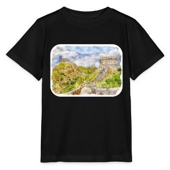 Beijing China Watercolor Sketch Drawn Drawing - Stanley/Stella MINI CREATOR Kids’ T-Shirt - black - Front - Mikhail (115cm)