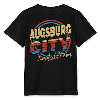 Augsburg Allemagne City Font Style des années 80 - T-shirt bio MINI CREATOR Stanley/Stella Enfant - noir - Devant - Mikhail (115cm)