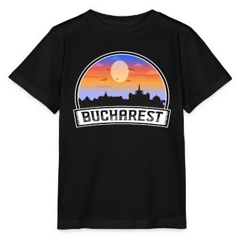 Bukarest Rumänien Skyline Vintage Sonnenuntergang Reisen So - Stanley/Stella Kinder T-Shirt MINI CREATOR  - Schwarz - Vorne - Mikhail (115cm)