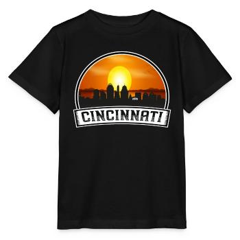 Cincinnati Ohio Usa Skyline Vintage Sunset Travel - Stanley/Stella MINI CREATOR Kids’ T-Shirt - black - Front - Mikhail (115cm)
