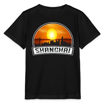 Shanghai China Skyline Vintage Sunset Travel Souve - Stanley/Stella Kinder T-Shirt MINI CREATOR  - Schwarz - Vorne - Mikhail (115cm)