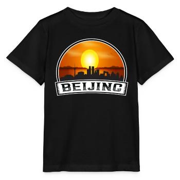 Beijing China Skyline Vintage Sunset Travel Souven - Stanley/Stella MINI CREATOR Kids’ T-Shirt - black - Front - Mikhail (115cm)