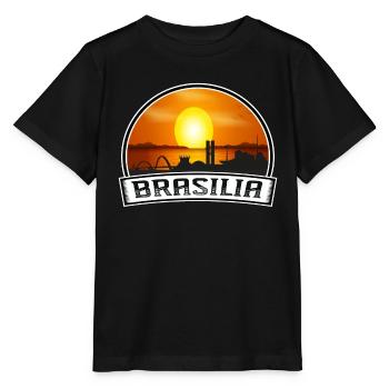 Brasilia Brazil Skyline Vintage Sunset Travel Souv - Stanley/Stella MINI CREATOR Kids’ T-Shirt - black - Front - Mikhail (115cm)