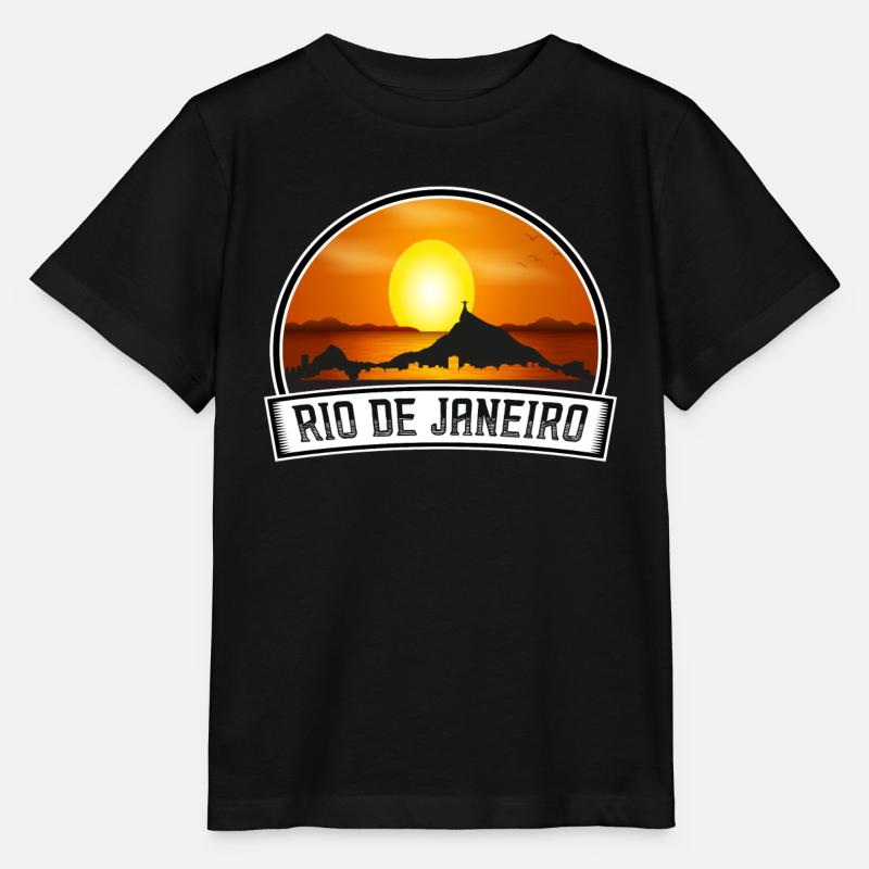 Rio de Janeiro Brésil Skyline Vintage Sunset Trave - T-shirt bio MINI CREATOR Stanley/Stella Enfant - noir